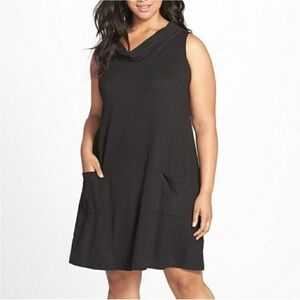 EILEEN FISHER black cowl neck a-line dress‎ size medium